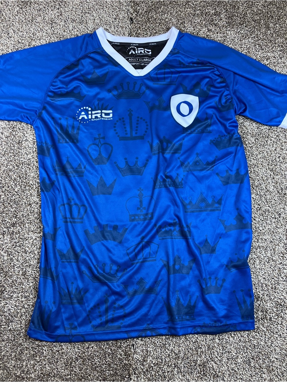 IRO Blue Short Sleeve Soccer Jersey with Crown Print